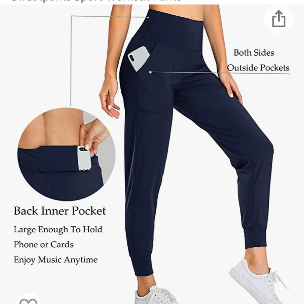 NWT: Moisture Wicking, Navy Blue Women's Joggers High Waist, XS, stretchy